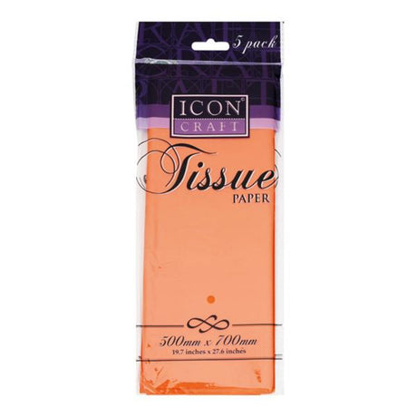 Icon Tissue Paper - 500mm x 700mm - Orange - Pack of 5-Tissue Paper-Icon|StationeryShop.co.uk