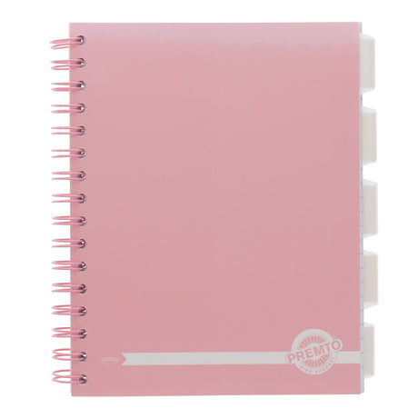 Premto Pastel A5 Wiro Project Book - 5 Subjects - 250 Pages - Pink Sherbet