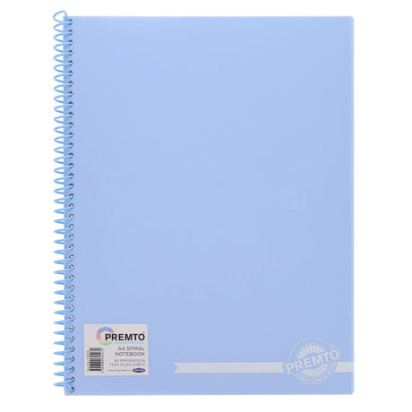 Premto Pastel A4 Spiral Notebook PP - 160 Pages - Cornflower Blue
