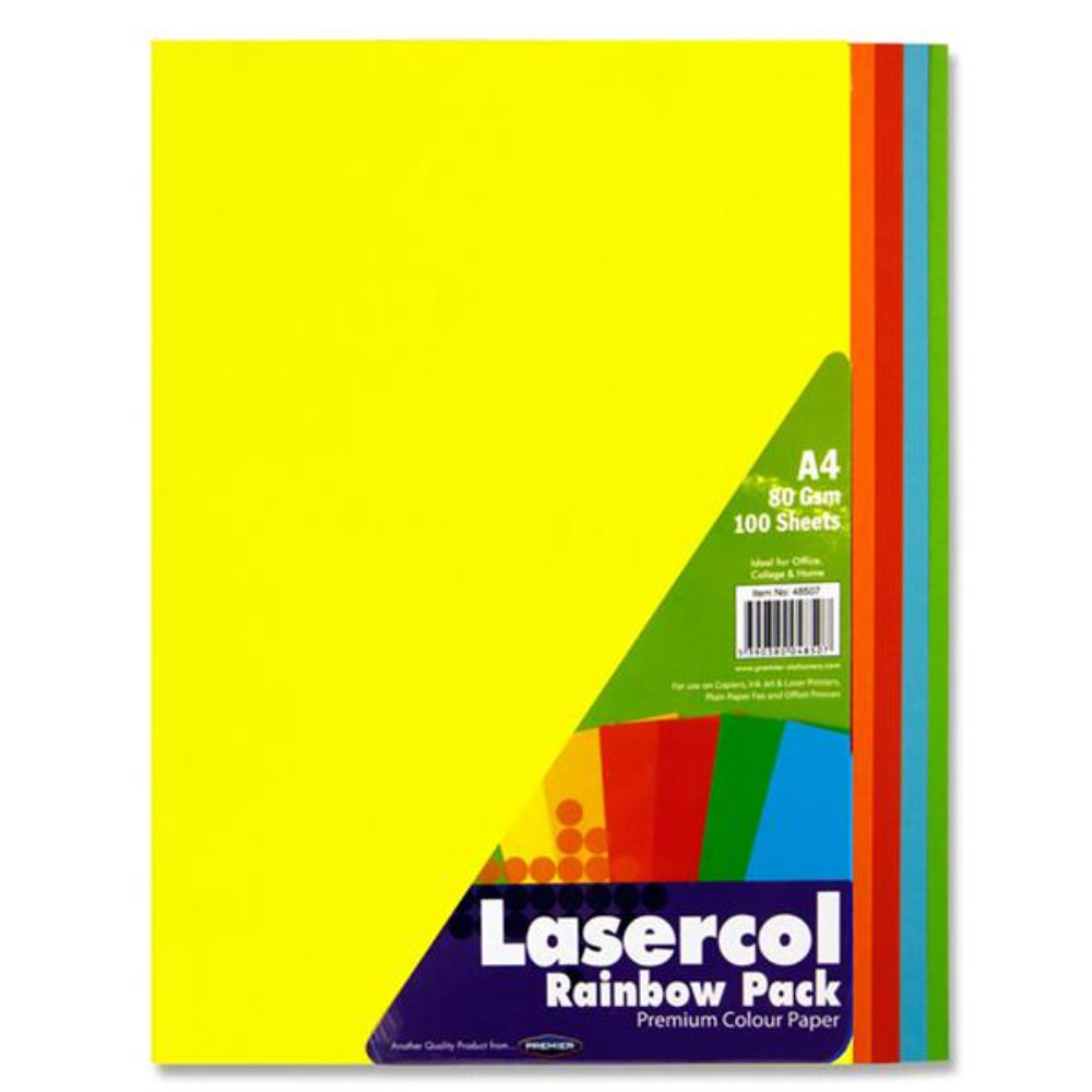 Lasercol A4 Colour Paper - 80gsm - Rainbow - 100 Sheets-Colour Paper-Lasercol|StationeryShop.co.uk