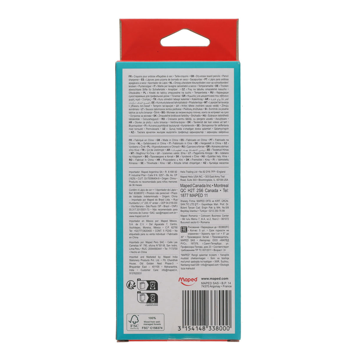 Maped Whiteboard Pencils & Sharpener - Pack of 4