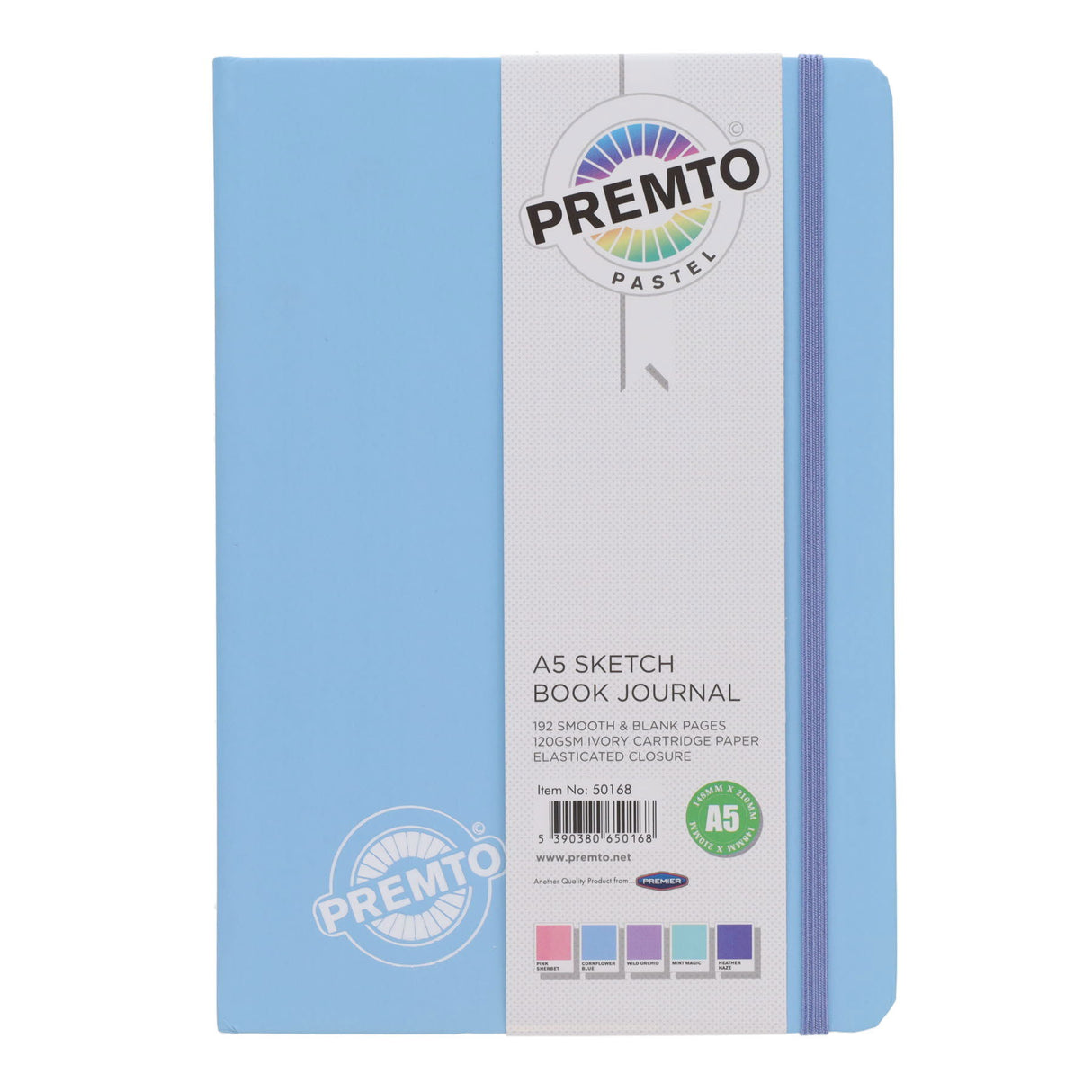 Premto Pastel A5 Journal & Sketch Book - 192 Pages - Cornflower Blue