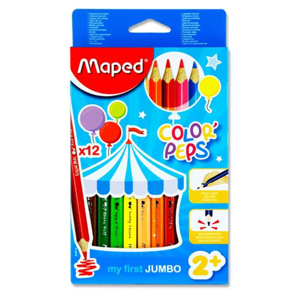 Maped Color'Peps Maxi Colouring Pencils - Box of 12-Colouring Pencils-Maped|StationeryShop.co.uk