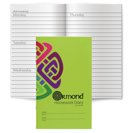 Ormond 165mm x 100mm Homework Diary Notebook - 84 Pages-Homework-Ormond|StationeryShop.co.uk
