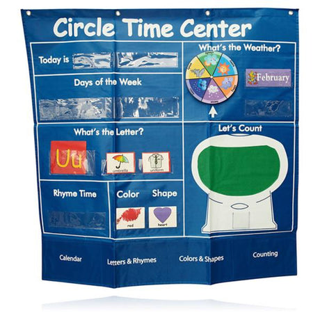 Ormond 650x971mm Circle Time Center Pocket Chart with 218 Double Sided Cards-Educational Games ,Dry Wipe Pocket Storage-Ormond|StationeryShop.co.uk