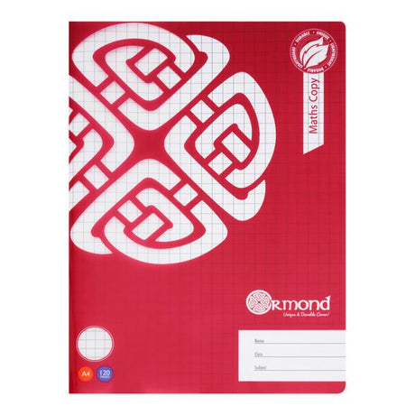 Ormond A4 Durable Cover Maths Copy Book - Squared Pages - 120 Pages-Copy Books-Ormond|StationeryShop.co.uk