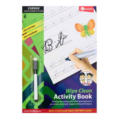 Ormond A4 Wipe Clean Activity Book - 14 Pages - Cursive-Activity Books ,Educational Books-Ormond|StationeryShop.co.uk