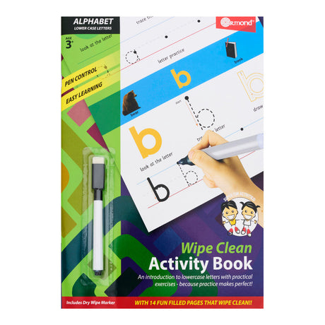 Ormond A4 Wipe Clean Activity Book - 14 Pages - Lower Case Alphabet-Activity Books ,Educational Books-Ormond|StationeryShop.co.uk