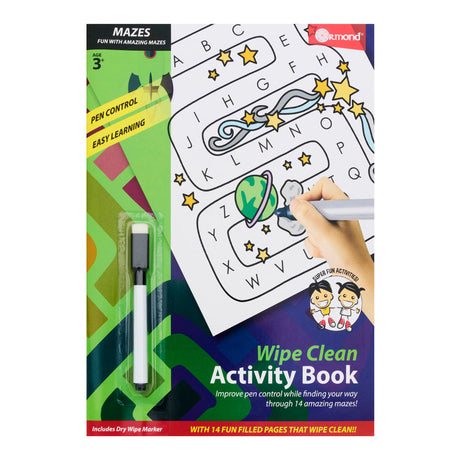 Ormond A4 Wipe Clean Activity Book - 14 Pages - Mazes-Activity Books ,Educational Books-Ormond|StationeryShop.co.uk