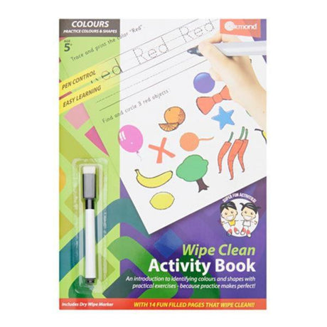 Ormond A4 Wipe Clean Activity Book with Pen - 14 Pages - Colours & Shapes-Activity Books-Ormond|StationeryShop.co.uk