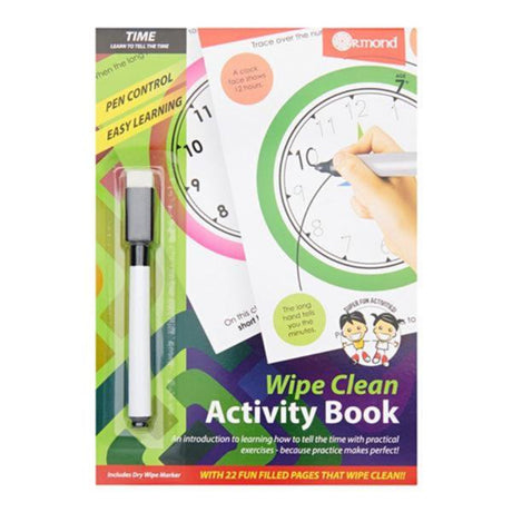 Ormond A5 Wipe Clean Activity Book with Pen - 22 Pages - Time-Activity Books-Ormond|StationeryShop.co.uk