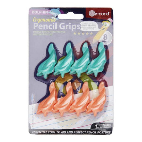 Ormond Ergonomic Pencil Grips - Dolphin - Pack of 8-Pencil Grips-Ormond|StationeryShop.co.uk