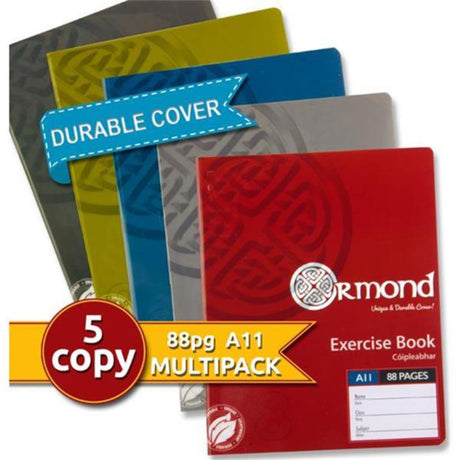 Ormond Multipack | A11 Durable Cover Exercise Book - 88 Pages - Bold - Pack of 5-Exercise Books-Ormond|StationeryShop.co.uk