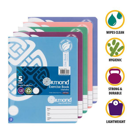 Ormond Multipack | Durable Cover Exercise Book - 120 Pages - Pack of 5-Exercise Books-Ormond|StationeryShop.co.uk