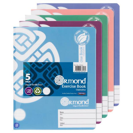 Ormond Multipack | Durable Cover Exercise Book - 120 Pages - Pack of 5-Exercise Books-Ormond|StationeryShop.co.uk