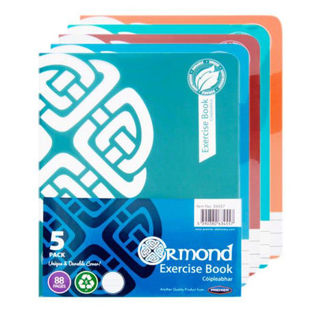 Ormond Multipack | Durable Cover Exercise Book - 88 Pages - Pack of 5-Exercise Books-Ormond|StationeryShop.co.uk