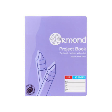 Ormond No.15A Durable Cover Project Book - Ruled - 40 Pages - Purple-Subject & Project Books-Ormond|StationeryShop.co.uk
