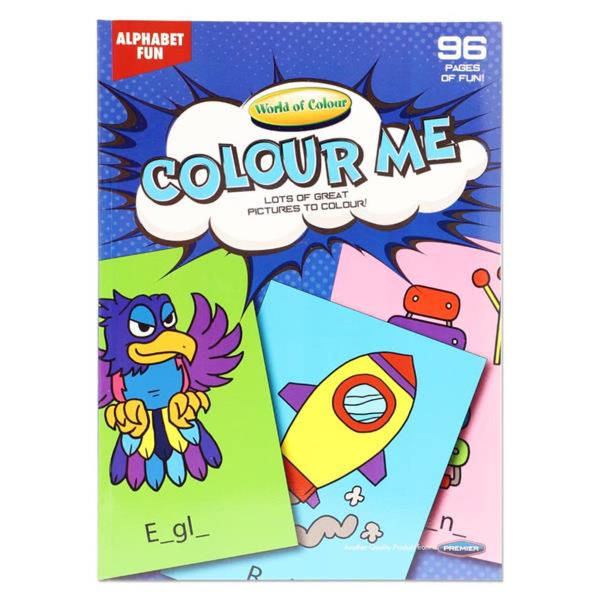 World of Colour A4 Perforated Colour Me Colouring Book - 96 Pages - Alphabet Fun 2
