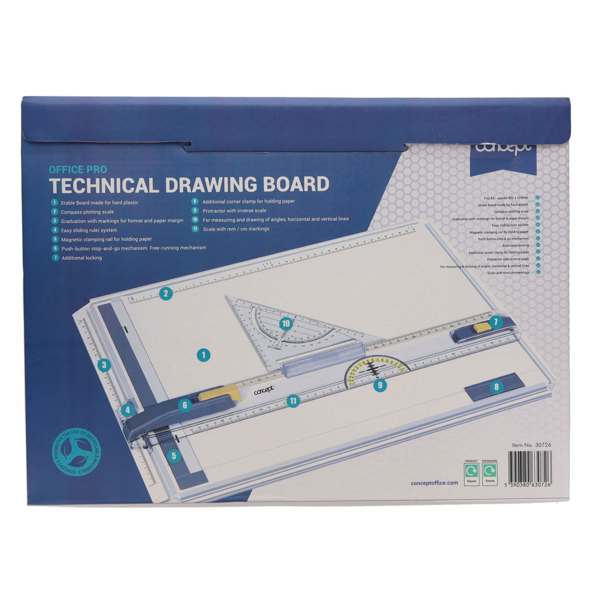 Premier Universal A3 Technical Drawing Board with Sliding Ruler