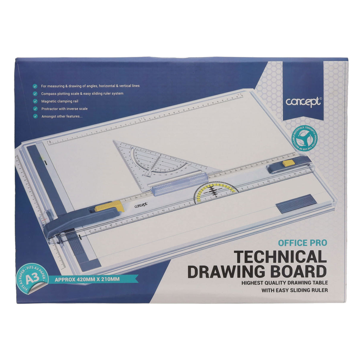 Premier Universal A3 Technical Drawing Board with Sliding Ruler