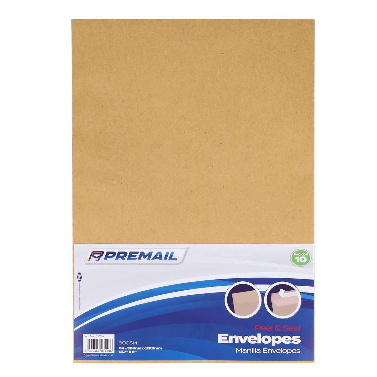 Premail C4 Envelopes - 324 x 229mm - Manilla - Pack of 10-Envelopes-Premail|StationeryShop.co.uk