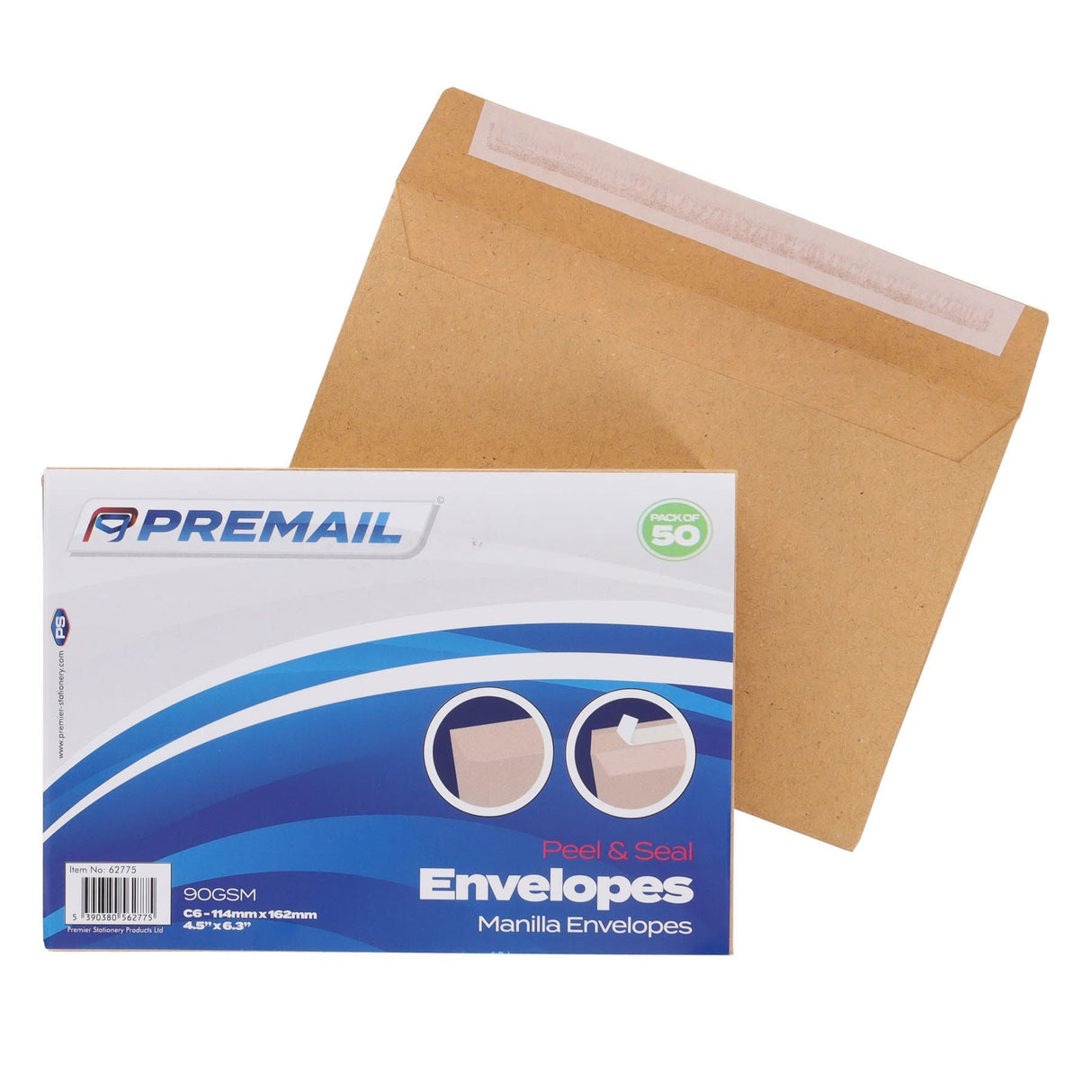 Premail C6 Peel & Seal Envelopes - 116 x 167mm - Manilla - Pack of 50-Envelopes-Premail|StationeryShop.co.uk