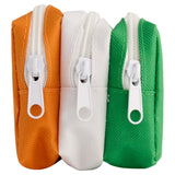 Premier 3 Zip & Pocket Pencil Case - Green, White & Orange-Pencil Cases-Premier|StationeryShop.co.uk