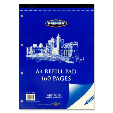 Premier A4 Refill Pad - Wide Ruled - Top Bound - 160 Pages-Notebook Refills-Premier|StationeryShop.co.uk