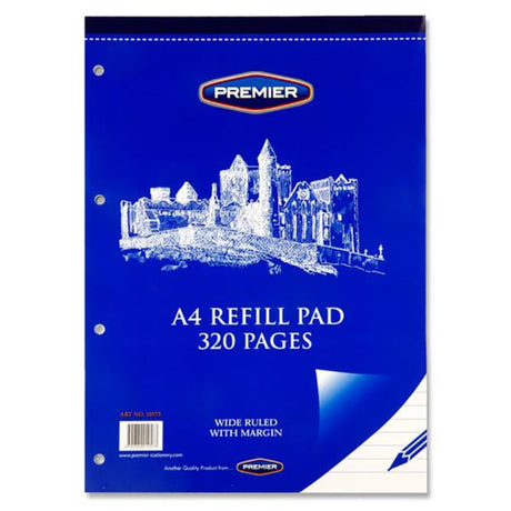 Premier A4 Refill Pad - Wide Ruled - Top Bound - 320 Pages-Notebook Refills-Premier|StationeryShop.co.uk