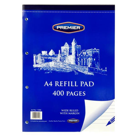Premier A4 Refill Pad - Wide Ruled - Top Bound - 400 Pages-Notebook Refills-Premier|StationeryShop.co.uk