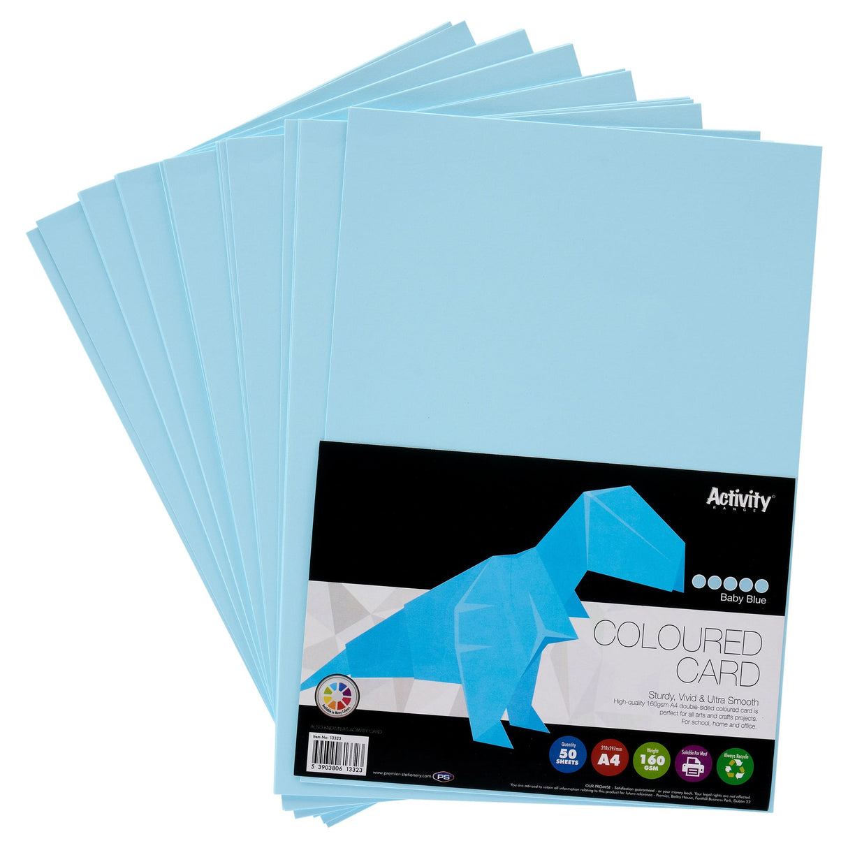 Premier Activity A4 Card - 160 gsm - Baby Blue - 50 Sheets-Craft Paper & Card-Premier|StationeryShop.co.uk