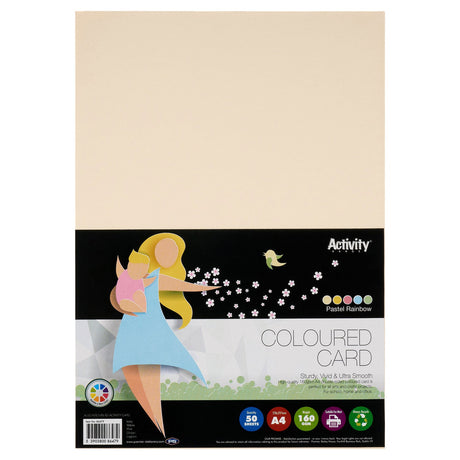 Premier Activity A4 Card - 160 gsm - Pastel Rainbow - 50 Sheets-Craft Paper & Card-Premier|StationeryShop.co.uk