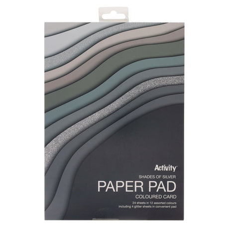 Premier Activity A4 Paper Pad - 24 Sheets - 180gsm - Shades of Silver-Craft Paper & Card-Premier|StationeryShop.co.uk