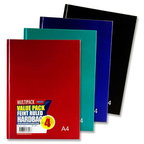 Premier Multipack | A4 Hardcover Notebook - 160 Pages - Bold - Pack of 4-A4 Notebooks-Premier|StationeryShop.co.uk