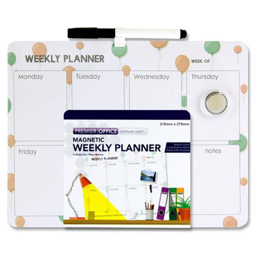 Premier Office 216x279mm Magnetic Weekly Planner Dry Wipe Board - Spots-Dry Wipe Planners-Premier Office|StationeryShop.co.uk