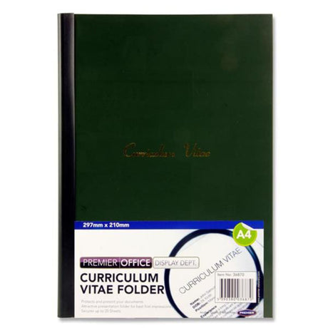 Premier Office A4 Curriculum Vitae File Covers - Suitable for CVs - Green-Report & Clip Files-Premier Office|StationeryShop.co.uk