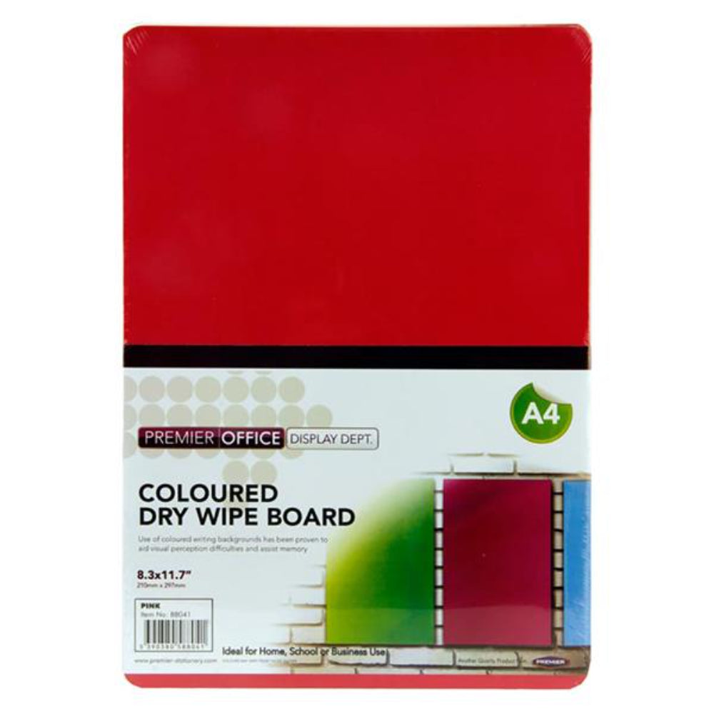 Premier Office A4 Dry Wipe Board - Pink-Whiteboards-Premier Office|StationeryShop.co.uk