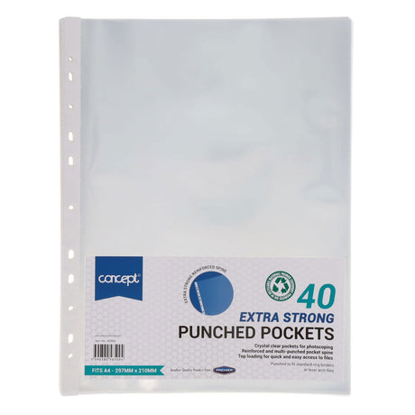 Premier Office A4 Extra Strong Protective Punched Pockets - Pack of 40-Punched Pockets-Premier Office|StationeryShop.co.uk