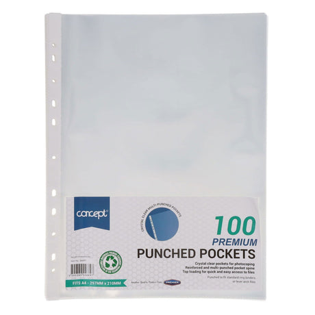 Premier Office A4 Protective Punched Pockets - Pack of 100-Punched Pockets-Premier Office|StationeryShop.co.uk