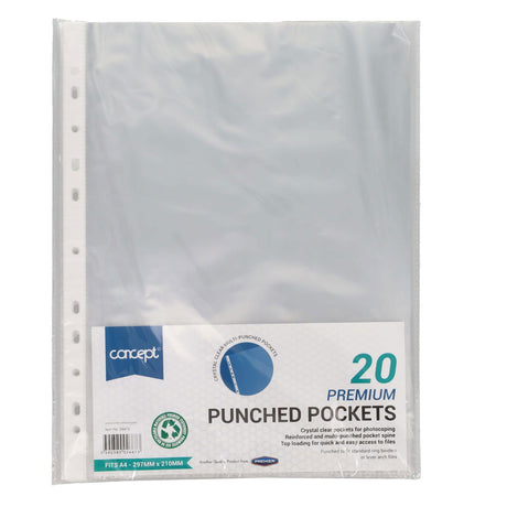 Premier Office A4 Protective Punched Pockets - Pack of 20-Punched Pockets-Premier Office|StationeryShop.co.uk