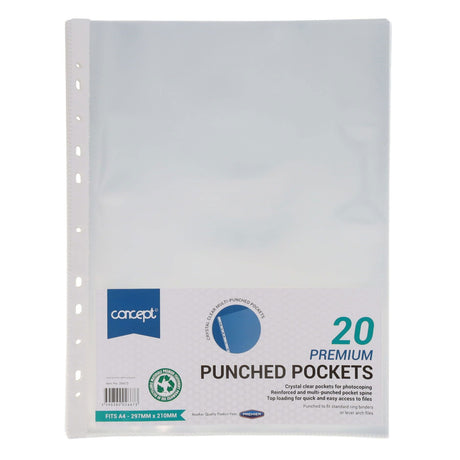 Premier Office A4 Protective Punched Pockets - Pack of 20-Punched Pockets-Premier Office|StationeryShop.co.uk