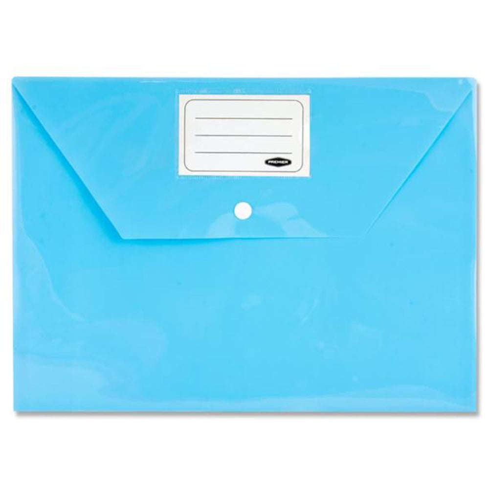 Premier Office Multipack | A4 Button Document Wallet - Multicoloured - Pack of 5-Document Folders & Wallets-Premier Office|StationeryShop.co.uk