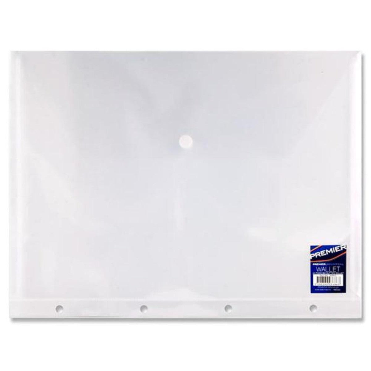 Premier Universal A4 Punched Button Wallet - Clear