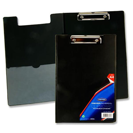 Premier Universal Double Foldover Clipboard - Black-Clipboards-Premier Universal|StationeryShop.co.uk