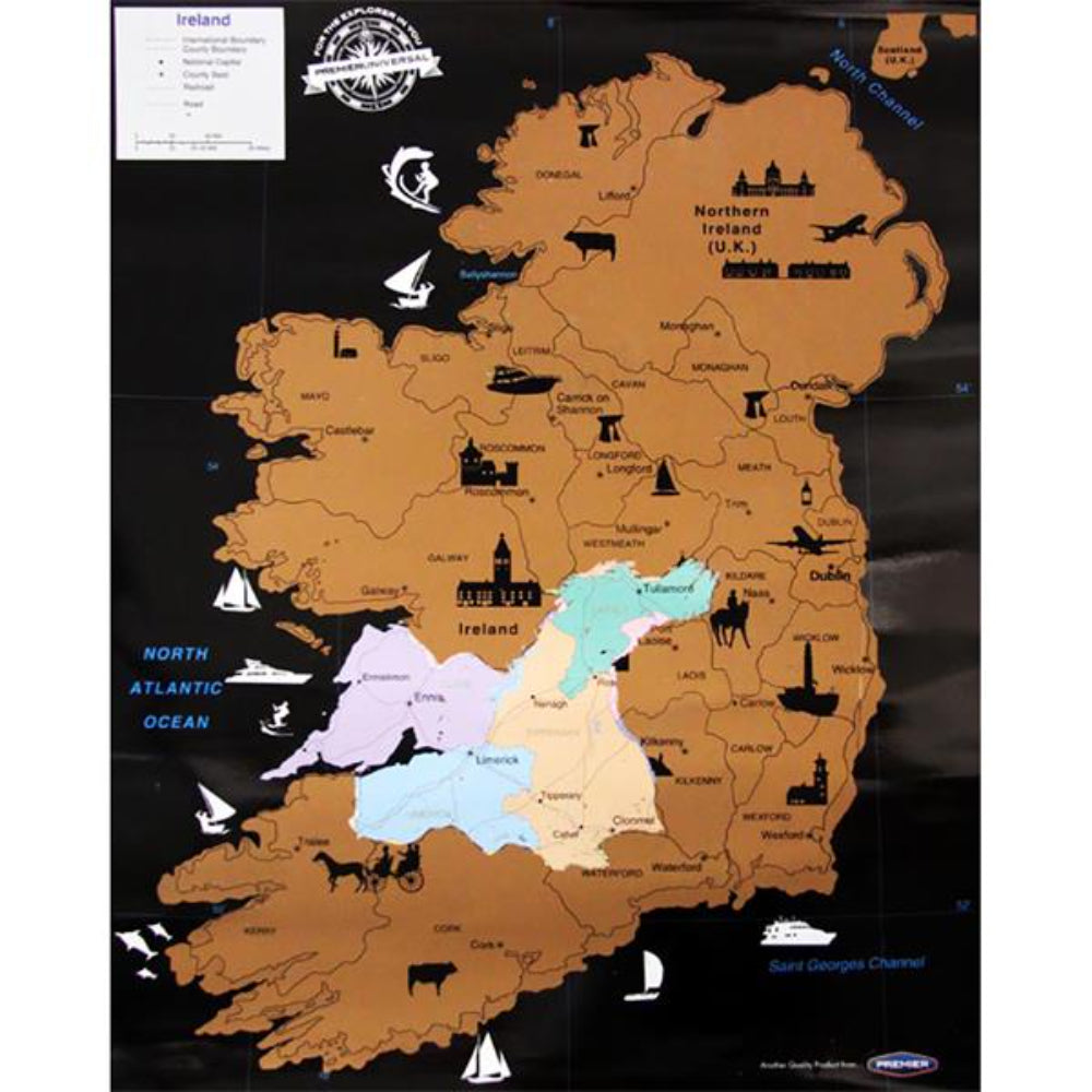 Premier Universal Scratch Map - 55x43cm - Ireland-Educational Posters-Premier Universal|StationeryShop.co.uk