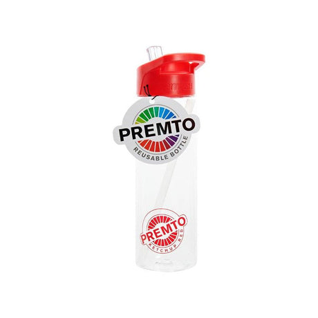 Premto 700ml Tritan Bottle - Clear - Ketchup Red-Water Bottles-Premto|StationeryShop.co.uk
