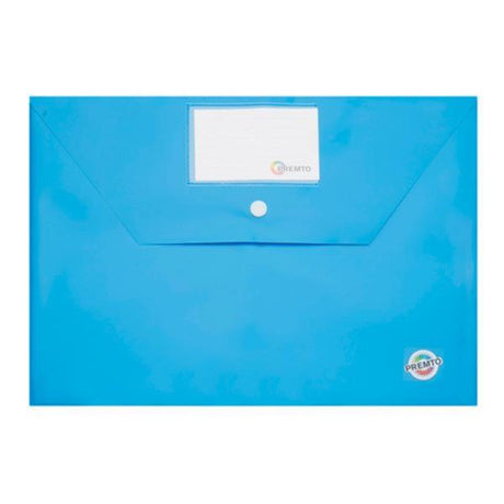 Premto A4 Button Storage Wallet - Printer Blue-Document Folders & Wallets-Premto|StationeryShop.co.uk