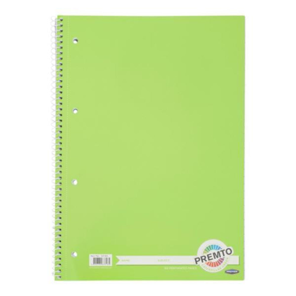 Premto A4 Spiral Notebook - 160 Pages - Caterpillar Green-A4 Notebooks-Premto|StationeryShop.co.uk