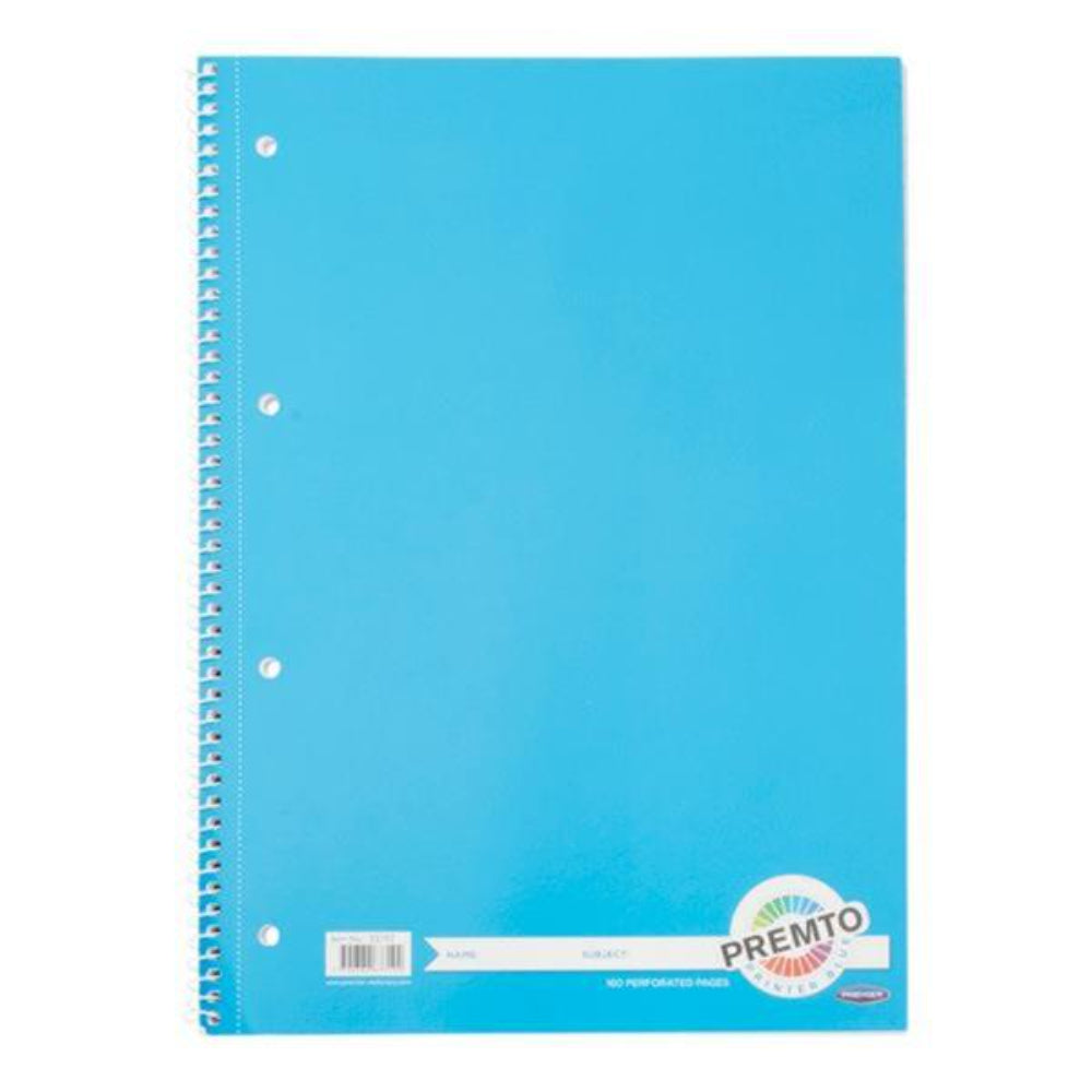 Premto A4 Spiral Notebook - 160 Pages - Printer Blue-A4 Notebooks-Premto|StationeryShop.co.uk