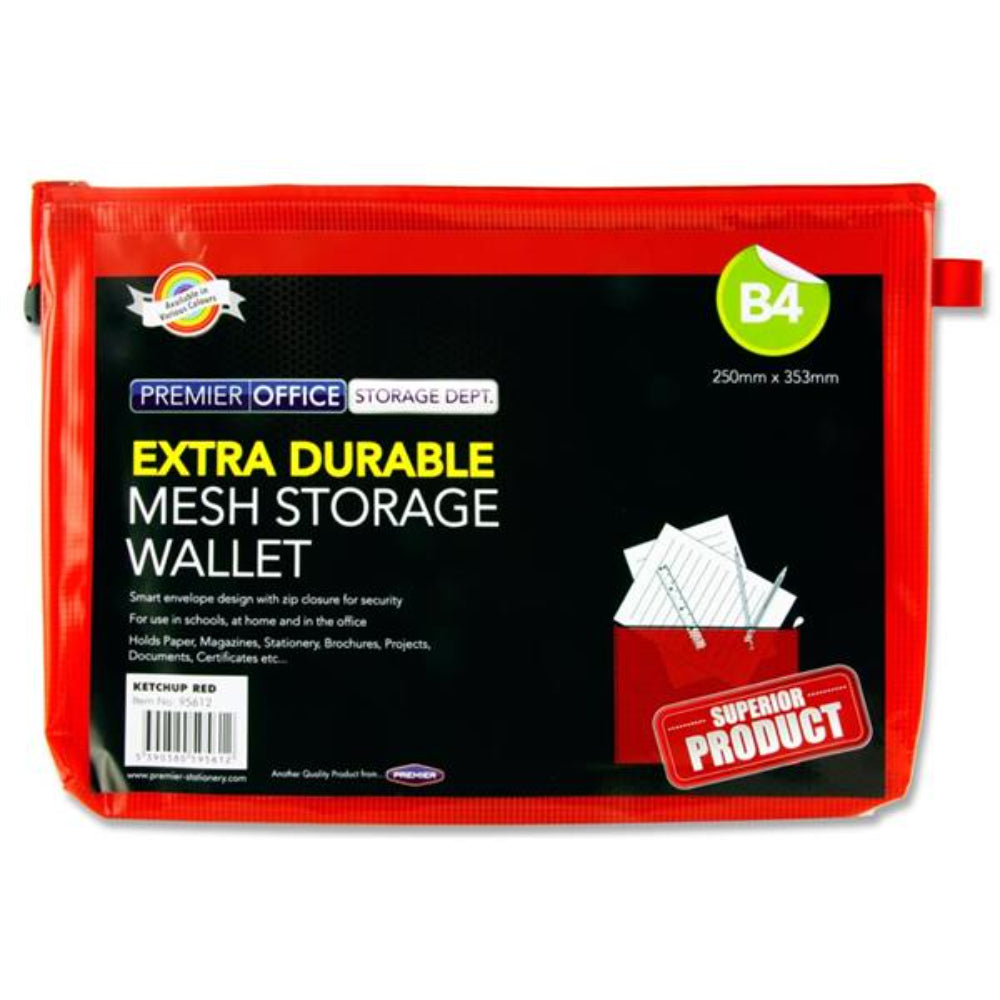 Premto B4 Extra Durable Mesh Wallet - Ketchup Red-Mesh Wallet Bags-Premto|StationeryShop.co.uk